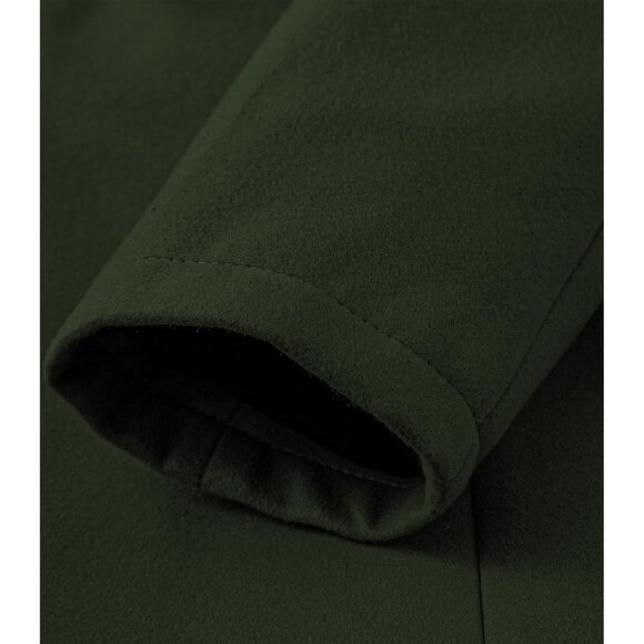 Men's Army Green Classic Wool Single Breasted Mid Long Trench Overcoat Jackets - Picture 6 of 6